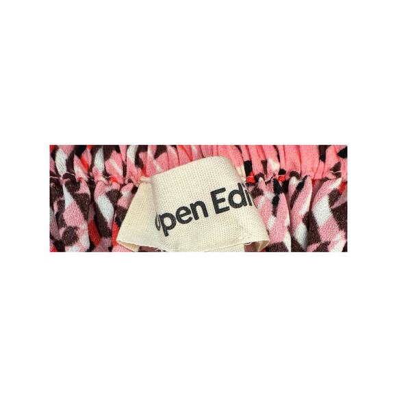 OPEN EDIT NORDSTROM ~ Geo Print Shirring Detail Square Neck Top STRETCHY M - Picture 9 of 10